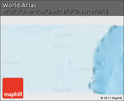 Shaded Relief 3D Map of the Area around 10° 17' 43" S, 143° 43' 29" E