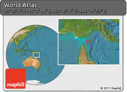 Satellite Location Map of the Area around 10° 17' 43" S, 143° 43' 29" E