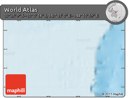 Physical Map of the Area around 10° 17' 43" S, 143° 43' 29" E
