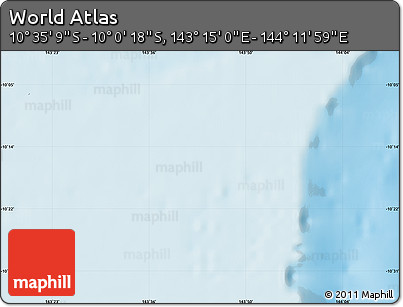 Physical Map of the Area around 10° 17' 43" S, 143° 43' 29" E