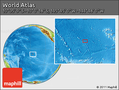 Physical Location Map of the Area around 10° 17' 43" S, 145° 16' 30" W