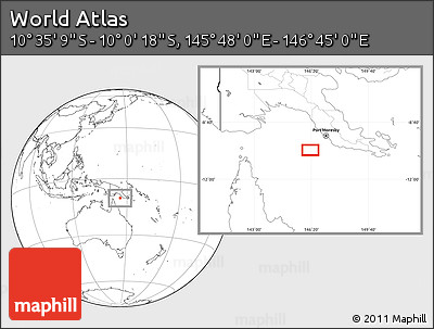 Blank Location Map of the Area around 10° 17' 43" S, 146° 16' 30" E