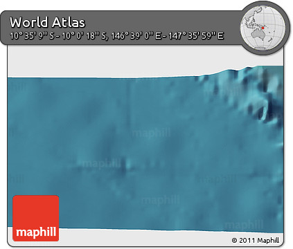 Satellite 3D Map of the Area around 10° 17' 43" S, 147° 7' 30" E