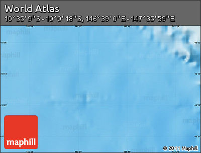 Physical Map of the Area around 10° 17' 43" S, 147° 7' 30" E