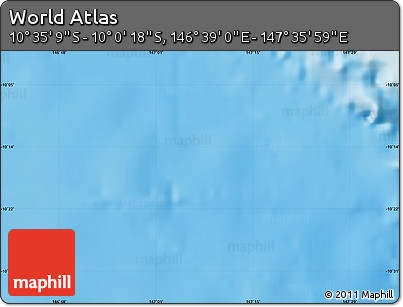 Physical Map of the Area around 10° 17' 43" S, 147° 7' 30" E