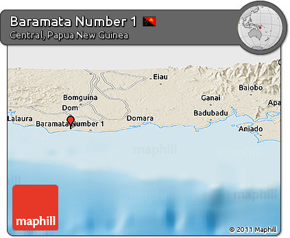 Shaded Relief Panoramic Map of Baramata Number 1