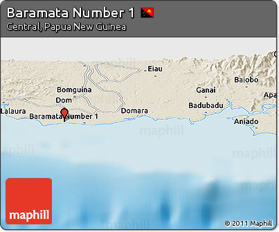 Shaded Relief Panoramic Map of Baramata Number 1