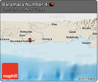 Shaded Relief Panoramic Map of Baramata Number 4