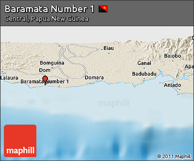 Shaded Relief Panoramic Map of Baramata Number 1