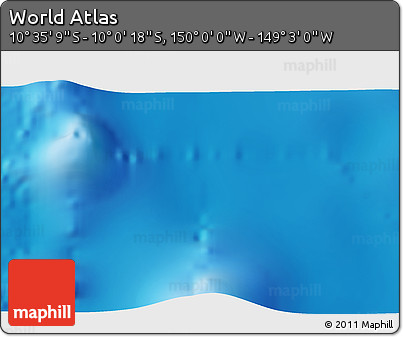 Physical 3D Map of the Area around 10° 17' 43" S, 149° 31' 30" W