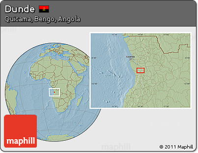 Savanna Style Location Map of Dunde, hill shading