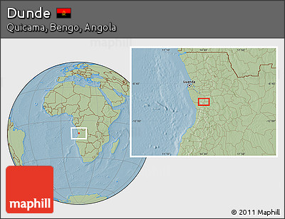 Savanna Style Location Map of Dunde, hill shading