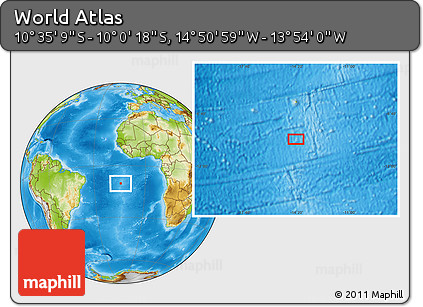Physical Location Map of the Area around 10° 17' 43" S, 14° 22' 30" W