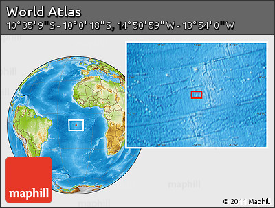 Physical Location Map of the Area around 10° 17' 43" S, 14° 22' 30" W