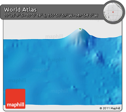 Physical 3D Map of the Area around 10° 17' 43" S, 150° 22' 30" W
