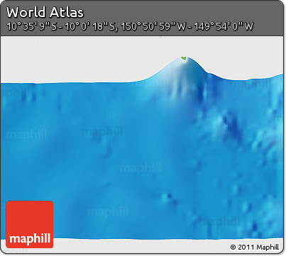 Physical 3D Map of the Area around 10° 17' 43" S, 150° 22' 30" W