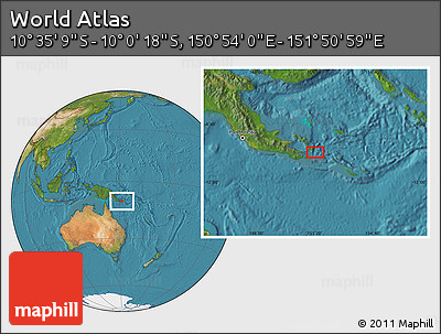 Satellite Location Map of the Area around 10° 17' 43" S, 151° 22' 30" E