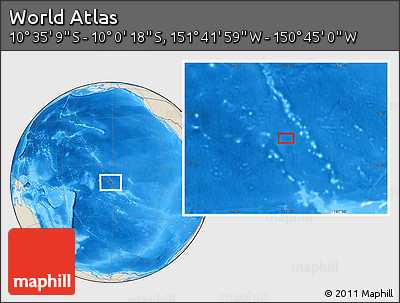 Shaded Relief Location Map of the Area around 10° 17' 43" S, 151° 13' 29" W