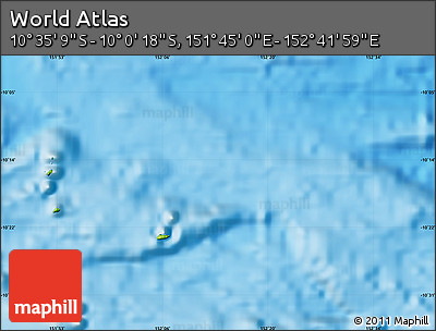 Physical Map of the Area around 10° 17' 43" S, 152° 13' 29" E