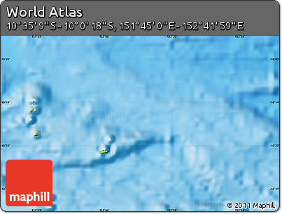 Physical Map of the Area around 10° 17' 43" S, 152° 13' 29" E