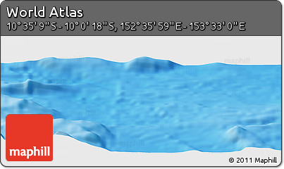 Physical Panoramic Map of the Area around 10° 17' 43" S, 153° 4' 29" E