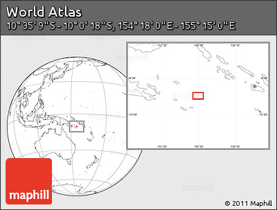 Blank Location Map of the Area around 10° 17' 43" S, 154° 46' 30" E