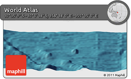 Satellite Panoramic Map of the Area around 10° 17' 43" S, 154° 46' 30" E