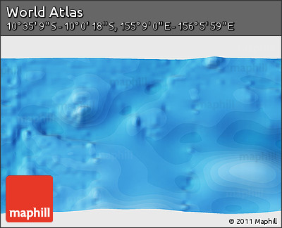 Political 3D Map of the Area around 10° 17' 43" S, 155° 37' 30" E