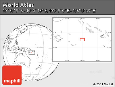 Blank Location Map of the Area around 10° 17' 43" S, 155° 37' 30" E