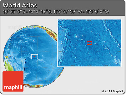 Physical Location Map of the Area around 10° 17' 43" S, 155° 28' 29" W