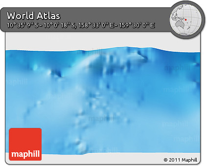 Shaded Relief 3D Map of the Area around 10° 17' 43" S, 159° 1' 30" E