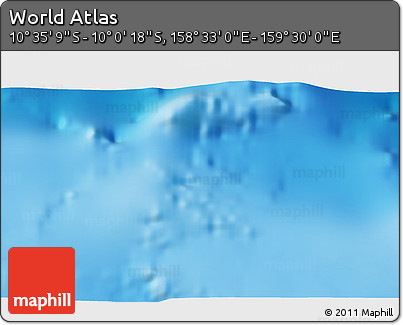 Shaded Relief 3D Map of the Area around 10° 17' 43" S, 159° 1' 30" E