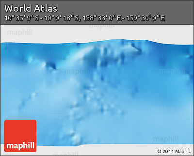 Shaded Relief 3D Map of the Area around 10° 17' 43" S, 159° 1' 30" E