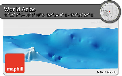 Physical Panoramic Map of the Area around 10° 17' 43" S, 159° 52' 30" E