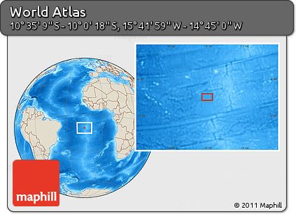 Shaded Relief Location Map of the Area around 10° 17' 43" S, 15° 13' 29" W