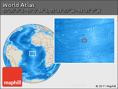 Shaded Relief Location Map of the Area around 10° 17' 43" S, 15° 13' 29" W