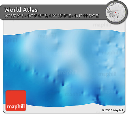 Physical 3D Map of the Area around 10° 17' 43" S, 160° 43' 29" E