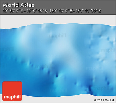 Physical 3D Map of the Area around 10° 17' 43" S, 160° 43' 29" E