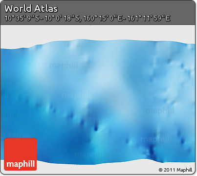Physical 3D Map of the Area around 10° 17' 43" S, 160° 43' 29" E