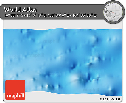 Shaded Relief 3D Map of the Area around 10° 17' 43" S, 164° 7' 30" E