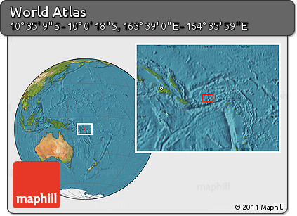 Satellite Location Map of the Area around 10° 17' 43" S, 164° 7' 30" E