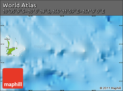 Physical Map of the Area around 10° 17' 43" S, 166° 40' 30" E