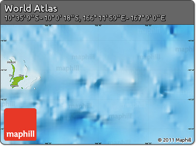 Physical Map of the Area around 10° 17' 43" S, 166° 40' 30" E