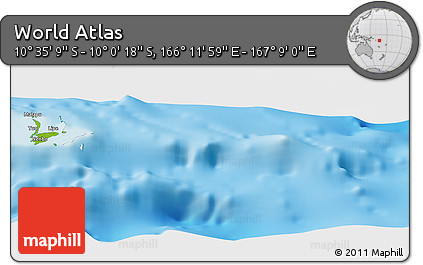 Physical Panoramic Map of the Area around 10° 17' 43" S, 166° 40' 30" E