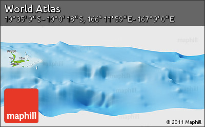 Physical Panoramic Map of the Area around 10° 17' 43" S, 166° 40' 30" E