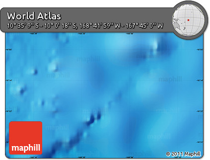 Shaded Relief Map of the Area around 10° 17' 43" S, 168° 13' 29" W