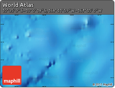 Shaded Relief Map of the Area around 10° 17' 43" S, 168° 13' 29" W
