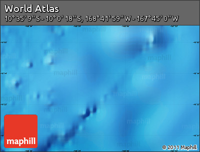 Shaded Relief Map of the Area around 10° 17' 43" S, 168° 13' 29" W