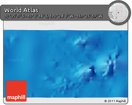 Physical 3D Map of the Area around 10° 17' 43" S, 169° 55' 30" W