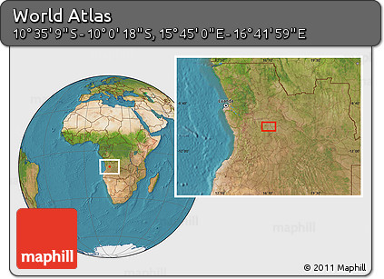 Satellite Location Map of the Area around 10° 17' 43" S, 16° 13' 30" E